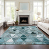 Piper Looms Chantille Geometric ACN722 Teal Area Rug Lifestyle Image Feature
