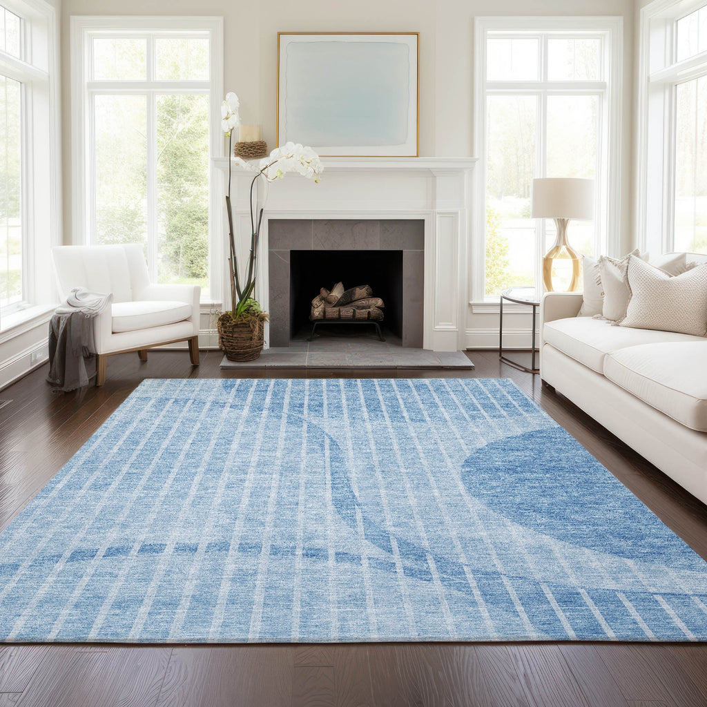 Piper Looms Chantille Striped ACN723 Blue Area Rug Lifestyle Image Feature
