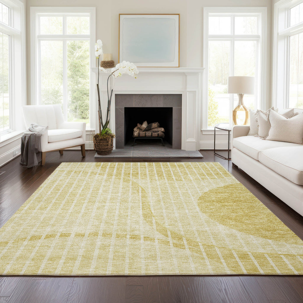 Piper Looms Chantille Striped ACN723 Gold Area Rug Lifestyle Image Feature