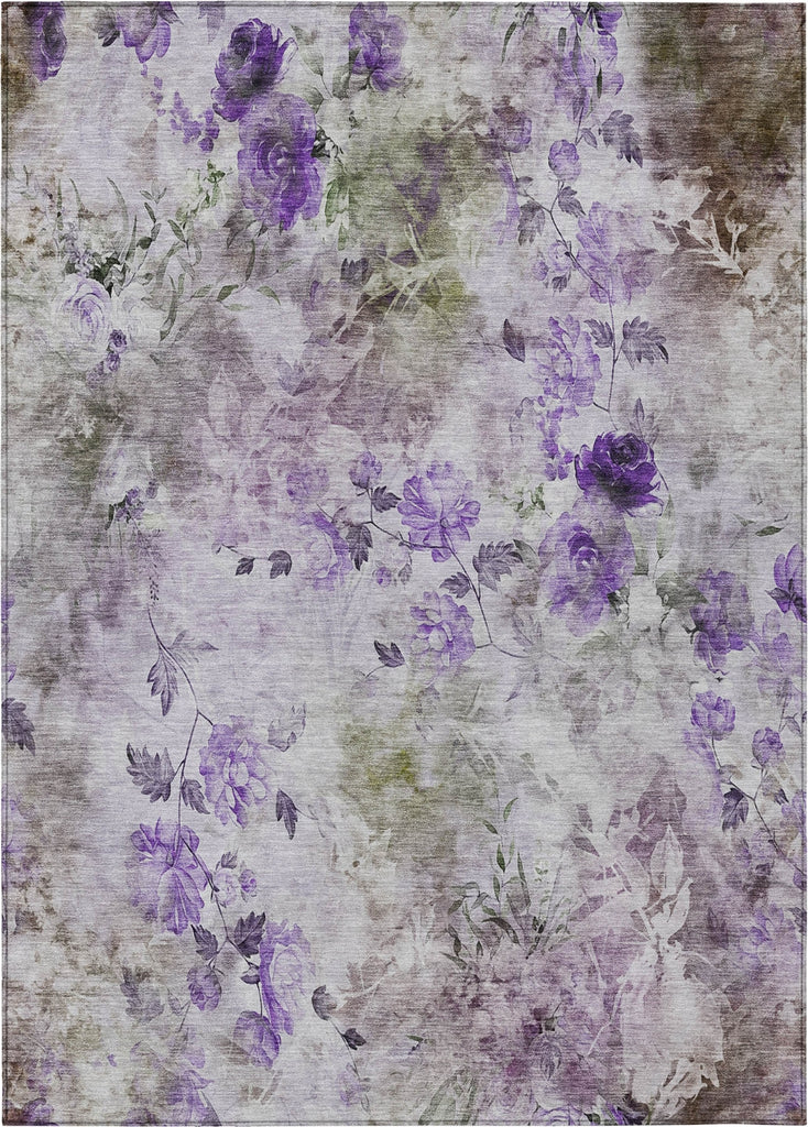 Piper Looms Chantille Floral ACN724 Purple Area Rug