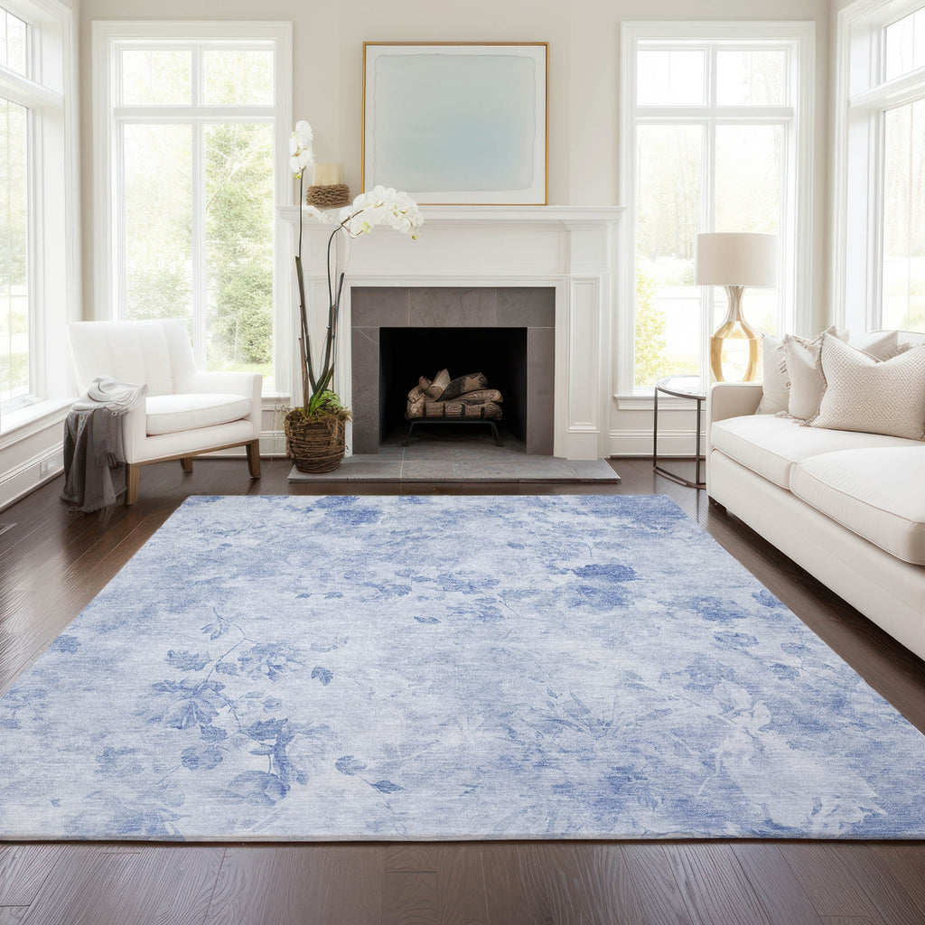 Piper Looms Chantille Floral ACN724 Sky Area Rug Lifestyle Image Feature