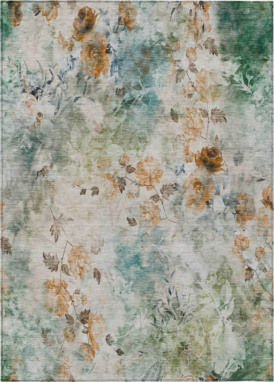 Piper Looms Chantille Floral ACN724 Teal Area Rug