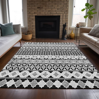 Piper Looms Chantille Bohemian ACN726 Black Machine Washable Area Rug Lifestyle Image Feature