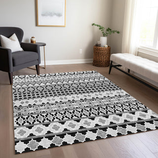 Piper Looms Chantille Bohemian ACN726 Black Machine Washable Area Rug Lifestyle Image Feature