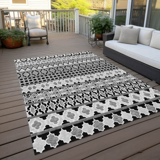 Piper Looms Chantille Bohemian ACN726 Black Machine Washable Area Rug Outdoor Lifestyle Image Feature