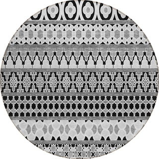 Piper Looms Chantille Bohemian ACN726 Black Machine Washable Area Rug Round Main Image