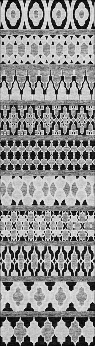 Piper Looms Chantille Bohemian ACN726 Black Machine Washable Area Rug Runner Main Image