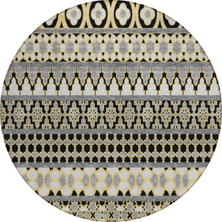 Piper Looms Chantille Bohemian ACN726 Charcoal Machine Washable Area Rug Round Main Image