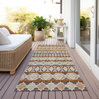 Piper Looms Chantille Bohemian ACN726 Chocolate Machine Washable Area Rug Runner Outdoor Lifestyle Image Feature