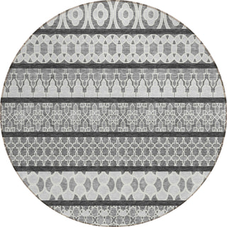Piper Looms Chantille Bohemian ACN726 Gray Machine Washable Area Rug Round Main Image