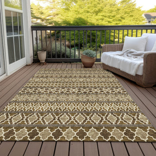 Piper Looms Chantille Bohemian ACN726 Mocha Machine Washable Area Rug Outdoor Lifestyle Image Feature