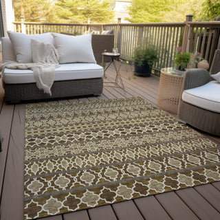 Piper Looms Chantille Bohemian ACN726 Mocha Machine Washable Area Rug Outdoor Lifestyle Image Feature