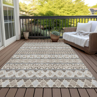 Piper Looms Chantille Bohemian ACN726 Taupe Machine Washable Area Rug Outdoor Lifestyle Image Feature