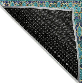 Piper Looms Chantille Bohemian ACN726 Teal Machine Washable Area Rug Backing Image