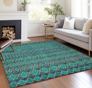 Piper Looms Chantille Bohemian ACN726 Teal Machine Washable Area Rug Lifestyle Image Feature