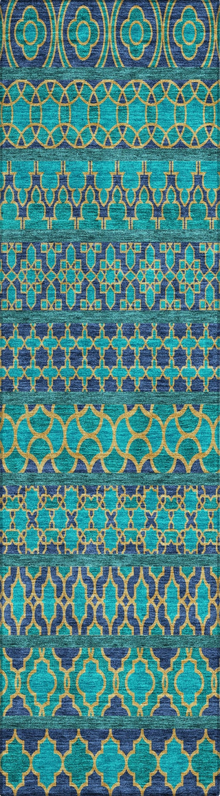 Piper Looms Chantille Bohemian ACN726 Teal Machine Washable Area Rug Runner Main Image