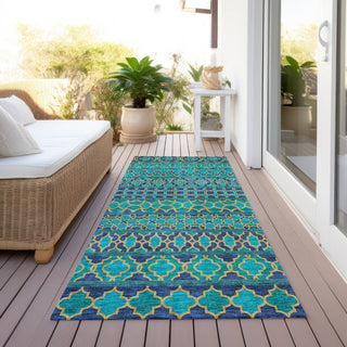 Piper Looms Chantille Bohemian ACN726 Teal Machine Washable Area Rug Runner Outdoor Lifestyle Image Feature