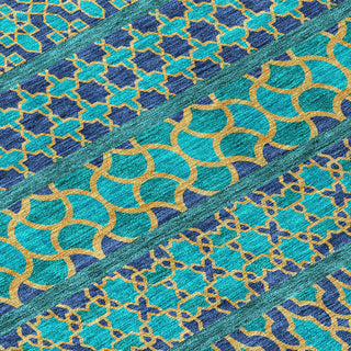 Piper Looms Chantille Bohemian ACN726 Teal Machine Washable Area Rug Swatch Image