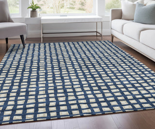 Piper Looms Chantille Geometric ACN727 Blue Machine Washable Area Rug Lifestyle Image Feature