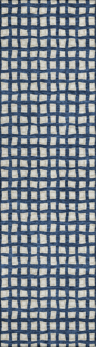 Piper Looms Chantille Geometric ACN727 Blue Machine Washable Area Rug Runner Main Image