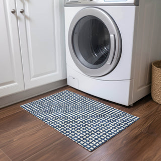 Piper Looms Chantille Geometric ACN727 Blue Machine Washable Area Rug Scatter Lifestyle Image Feature