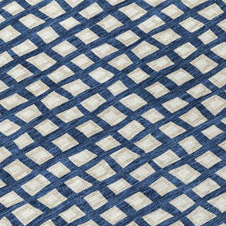 Piper Looms Chantille Geometric ACN727 Blue Machine Washable Area Rug Swatch Image