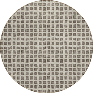 Piper Looms Chantille Geometric ACN727 Brown Machine Washable Area Rug Round Main Image