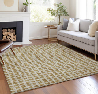 Piper Looms Chantille Geometric ACN727 Gold Machine Washable Area Rug Lifestyle Image Feature