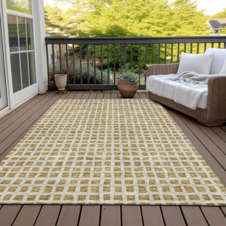 Piper Looms Chantille Geometric ACN727 Gold Machine Washable Area Rug Outdoor Lifestyle Image Feature