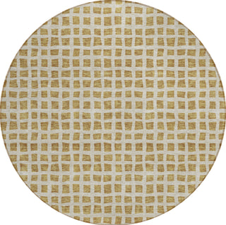 Piper Looms Chantille Geometric ACN727 Gold Machine Washable Area Rug Round Main Image