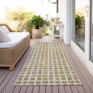 Piper Looms Chantille Geometric ACN727 Gold Machine Washable Area Rug Runner Outdoor Lifestyle Image Feature