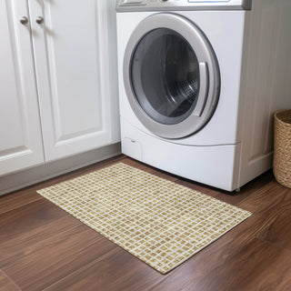 Piper Looms Chantille Geometric ACN727 Gold Machine Washable Area Rug Scatter Lifestyle Image Feature