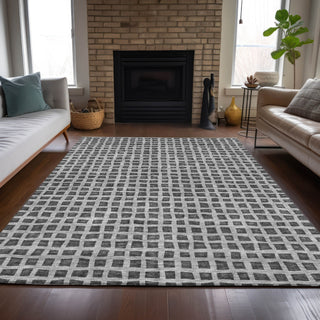 Piper Looms Chantille Geometric ACN727 Graphite Machine Washable Area Rug Lifestyle Image Feature