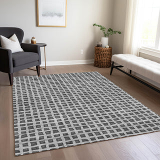 Piper Looms Chantille Geometric ACN727 Graphite Machine Washable Area Rug Lifestyle Image Feature