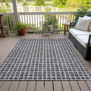 Piper Looms Chantille Geometric ACN727 Graphite Machine Washable Area Rug Outdoor Lifestyle Image Feature