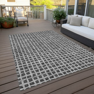 Piper Looms Chantille Geometric ACN727 Graphite Machine Washable Area Rug Outdoor Lifestyle Image Feature