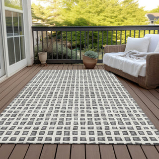 Piper Looms Chantille Geometric ACN727 Gray Machine Washable Area Rug Outdoor Lifestyle Image Feature