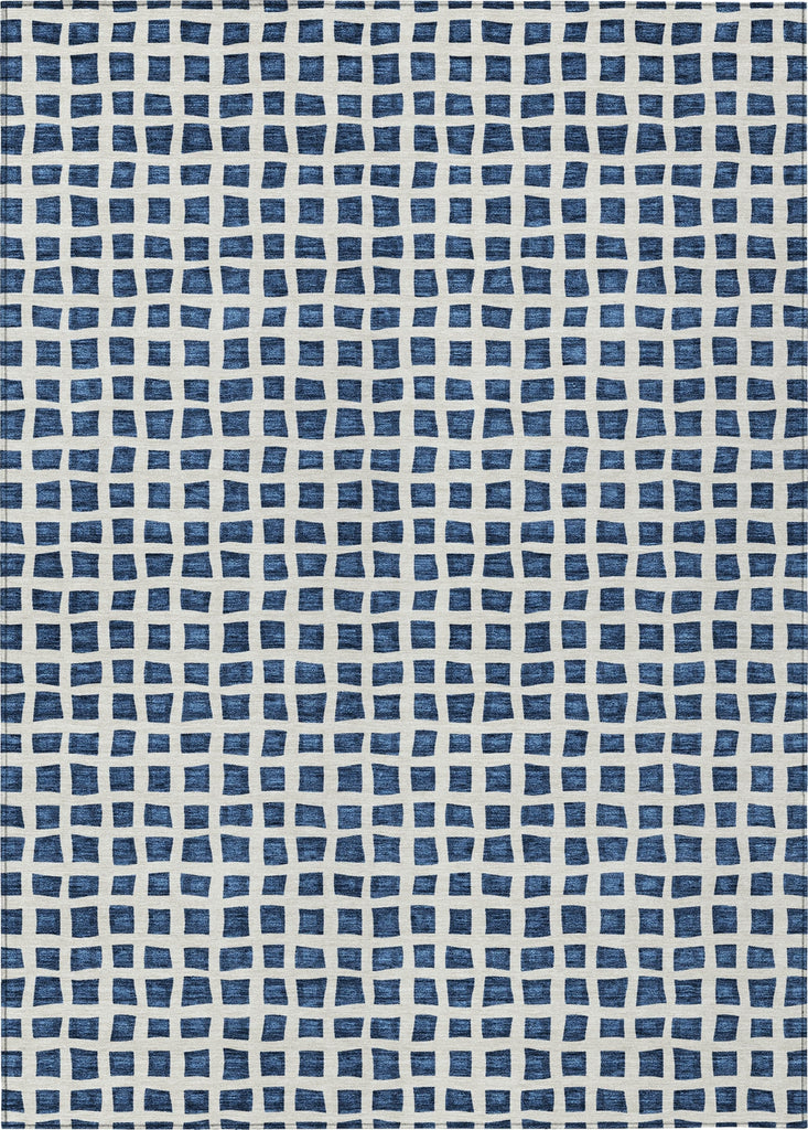 Piper Looms Chantille Geometric ACN727 Navy Machine Washable Area Rug main image