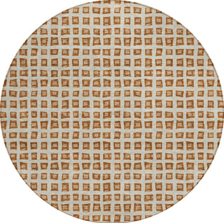 Piper Looms Chantille Geometric ACN727 Paprika Machine Washable Area Rug Round Main Image