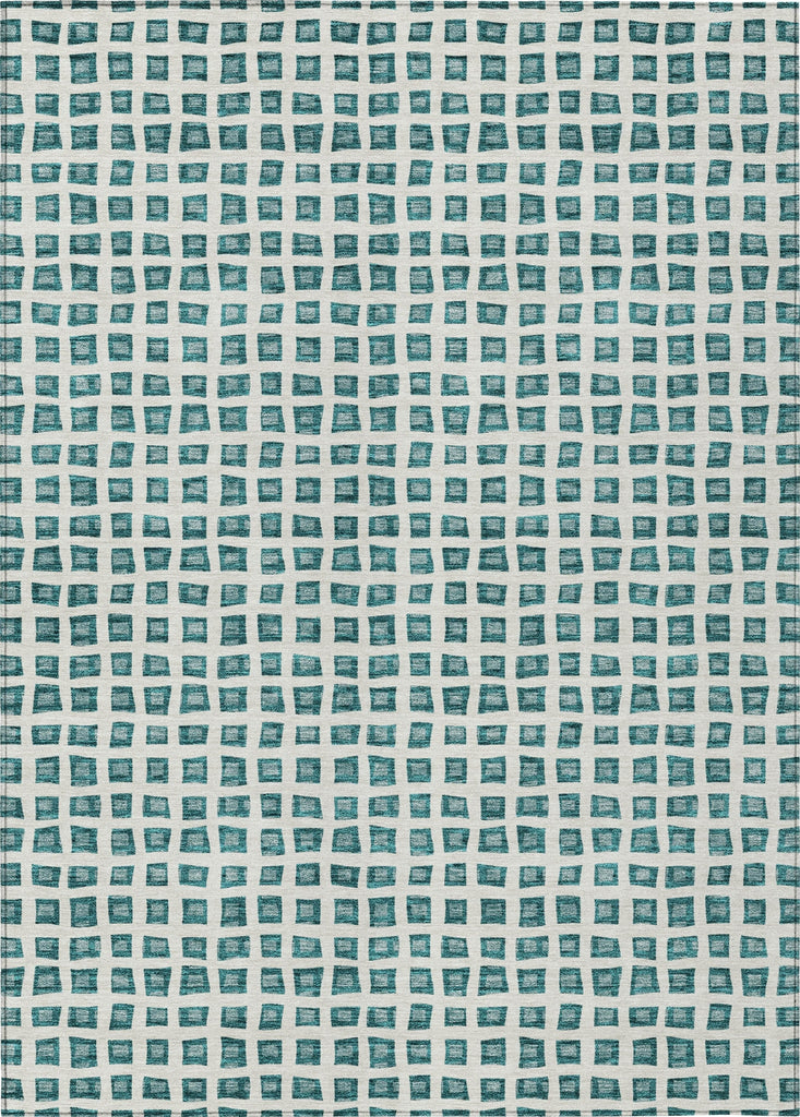 Piper Looms Chantille Geometric ACN727 Teal Machine Washable Area Rug main image