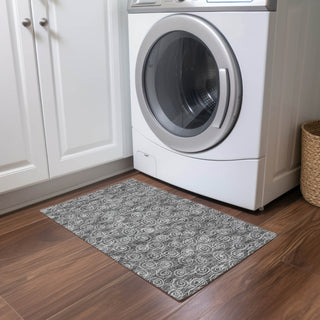Piper Looms Chantille Circles ACN728 Gray Machine Washable Area Rug Scatter Lifestyle Image Feature