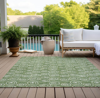 Piper Looms Chantille Circles ACN728 Green Machine Washable Area Rug Outdoor Lifestyle Image Feature