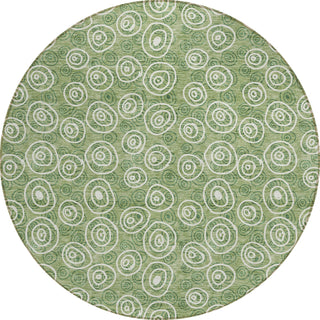Piper Looms Chantille Circles ACN728 Green Machine Washable Area Rug Round Main Image