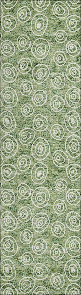 Piper Looms Chantille Circles ACN728 Green Machine Washable Area Rug Runner Main Image