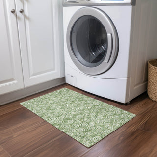 Piper Looms Chantille Circles ACN728 Green Machine Washable Area Rug Scatter Lifestyle Image Feature