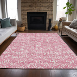Piper Looms Chantille Circles ACN728 Pink Machine Washable Area Rug Lifestyle Image Feature