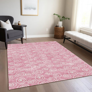 Piper Looms Chantille Circles ACN728 Pink Machine Washable Area Rug Lifestyle Image Feature