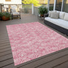 Piper Looms Chantille Circles ACN728 Pink Machine Washable Area Rug Outdoor Lifestyle Image Feature