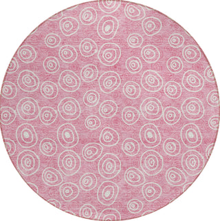 Piper Looms Chantille Circles ACN728 Pink Machine Washable Area Rug Round Main Image