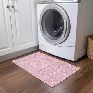 Piper Looms Chantille Circles ACN728 Pink Machine Washable Area Rug Scatter Lifestyle Image Feature